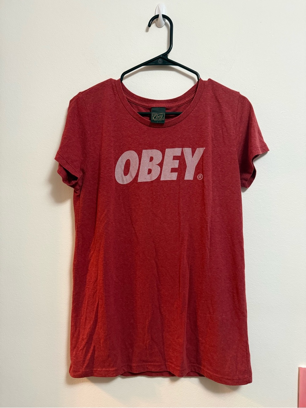 Obey Men's Red Logo Crewneck Tee‎